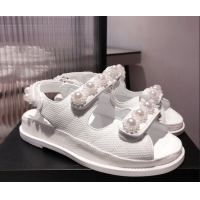 Super Chanel Pearl Strap Sandal G35927 White 2021