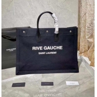 Top Quality Yves Saint Laurent Rive Gauche Tote Bag In Black Linen 4992909