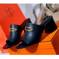 Popular Hermes Claire Calfskin Mules 6cm 030880 Black 2021