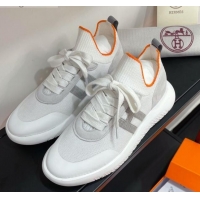 Luxury Hermes Crew Knit Sneakers 033069 White 2021 01