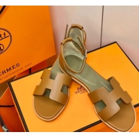 Low Cost Hermes Santorini Sandal in Smooth Swift Calfskin 331084 Brown