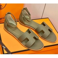 Cute Hermes Santorini Sandal in Smooth Swift Calfskin 331084 Apricot