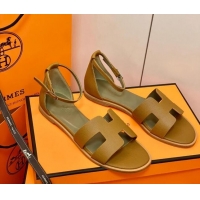 Custom Hermes Santorini Sandal in Grainy Epsom Calfskin 331091 Brown 2021