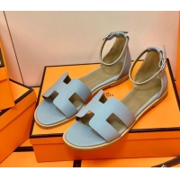 Top Quality Hermes Santorini Sandal in Grainy Epsom Calfskin 331091 Grey 2021