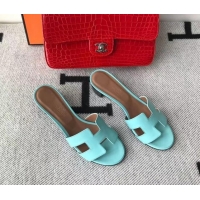 Top Grade Hermes Oasis Sandal in Smooth Metalic Calfskin With 5cm Heel 040284 Blue