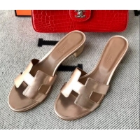 Low Price Hermes Oasis Sandal in Smooth Metalic Calfskin With 5cm Heel 040284 Light Gold