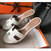 Hot Style Hermes Oasis Sandal in in Togo Grainy Calfskin With 5cm Heel 040371 White 2021