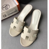 Sophisticated Hermes Oasis Sandal in in Togo Grainy Calfskin With 5cm Heel 040371 White 2021