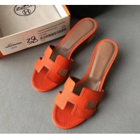 Newest Hermes Oasis Sandal in in Togo Grainy Calfskin With 5cm Heel 040371 Orange 2021