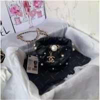 Good Product Chanel mini drawstring bag AS1077 black