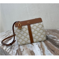 Trendy Design Celine IN TRIOMPHE CANVAS AND CALFSKIN 191992 white