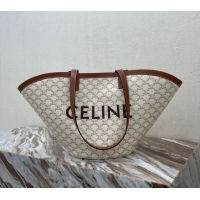 Best Price Celine MEDIUM COUFFIN BAG IN TRIOMPHE CANVAS CELINE PRINT 196262 WHITE