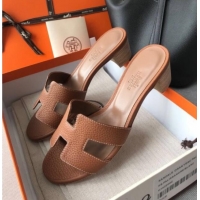 Good Product Hermes Oasis Sandal in in Togo Grainy Calfskin With 5cm Heel 040371 Brown 2021