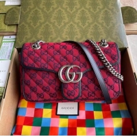 Top Design Gucci GG Marmont multicolor small shoulder bag 443497 Red