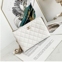 Inexpensive Chanel Grained Calfskin Clutch Bag 81050 White