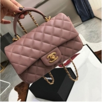 Good Product CHANEL mini flap bag with top handle AS2431 Pink