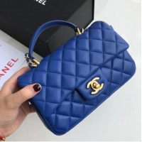 Famous Brand CHANEL mini flap bag with top handle AS2431 Blue