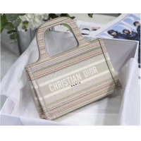 Buy Discount MINI DIOR BOOK TOTE Multicolor Stripes Embroidery S5475Z