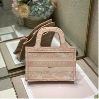 Buy New Cheap MINI DIOR BOOK TOTE Embroidery S5475Z Pink