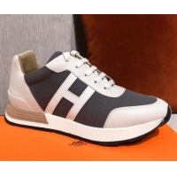  Unique Style Hermes Avantage Leather Sneakers 040970 White/Grey