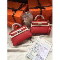 Shop Grade Hermes Kelly 19cm Shoulder Bags Epsom Leather KL19 Red