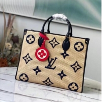 Well Crafted Louis Vuitton Onthego Monogram Raffia Giant Weave Embroidery Medium Tote Bag M57723 Black