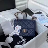 Most Popular CHANEL mini flap bag AS2468 Navy Blue