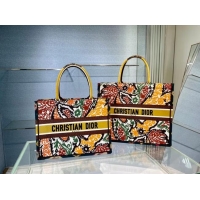 Super Quality DIOR BOOK TOTE Yellow Multicolor Dior Paisley Embroidery M1287Z