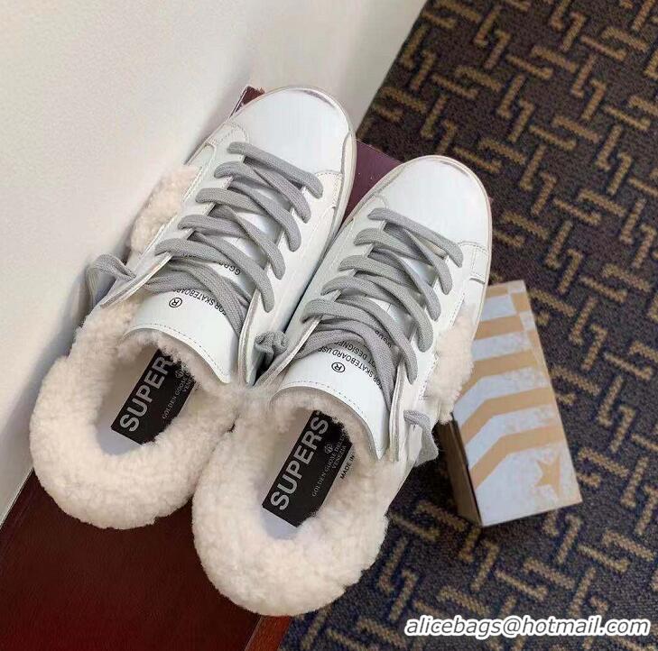 Top Design Golden Goose White Shearling Superstar Sneakers G0366 White