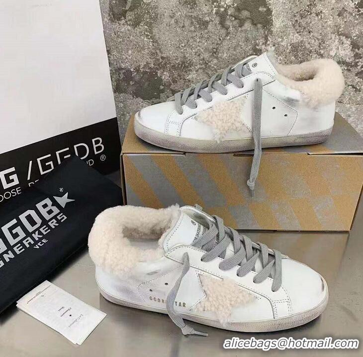 Top Design Golden Goose White Shearling Superstar Sneakers G0366 White