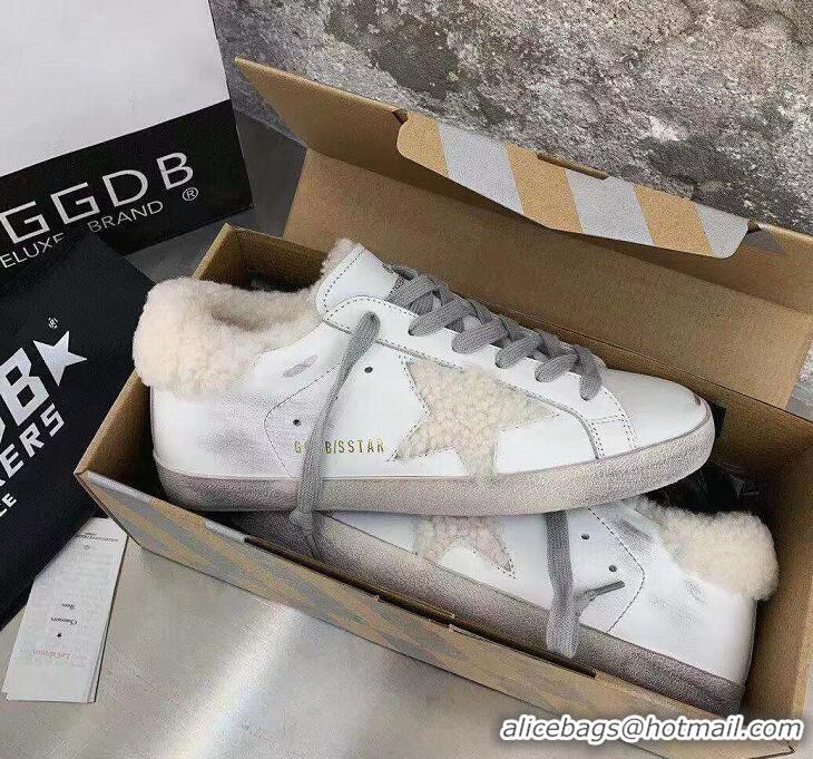 Top Design Golden Goose White Shearling Superstar Sneakers G0366 White