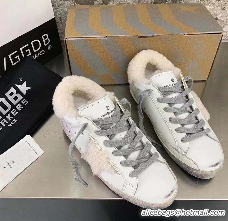 Top Design Golden Goose White Shearling Superstar Sneakers G0366 White