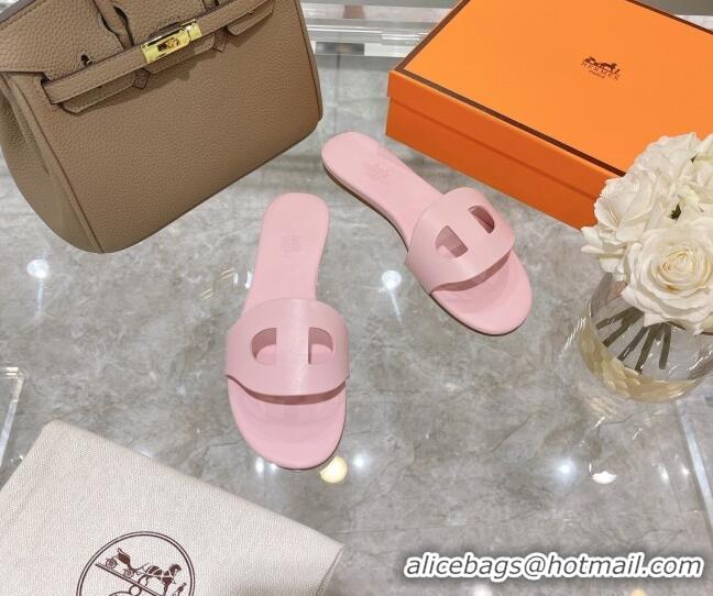 Perfect Hermes Roulis Calfskin Flat Slide Sandal 042922 All Pink 2021