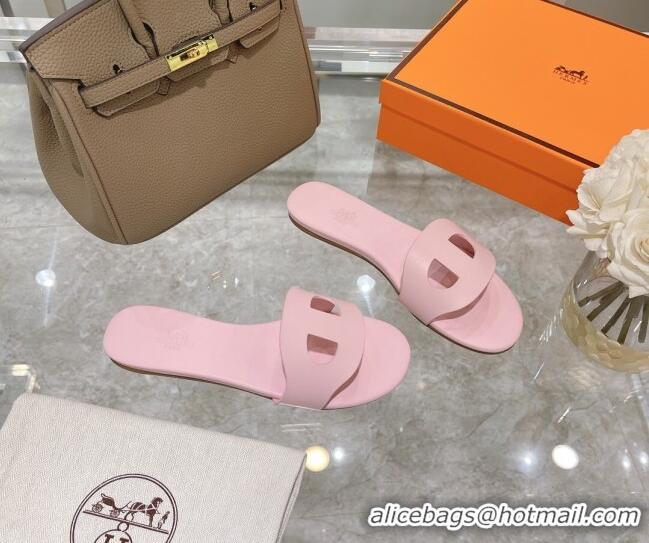 Perfect Hermes Roulis Calfskin Flat Slide Sandal 042922 All Pink 2021