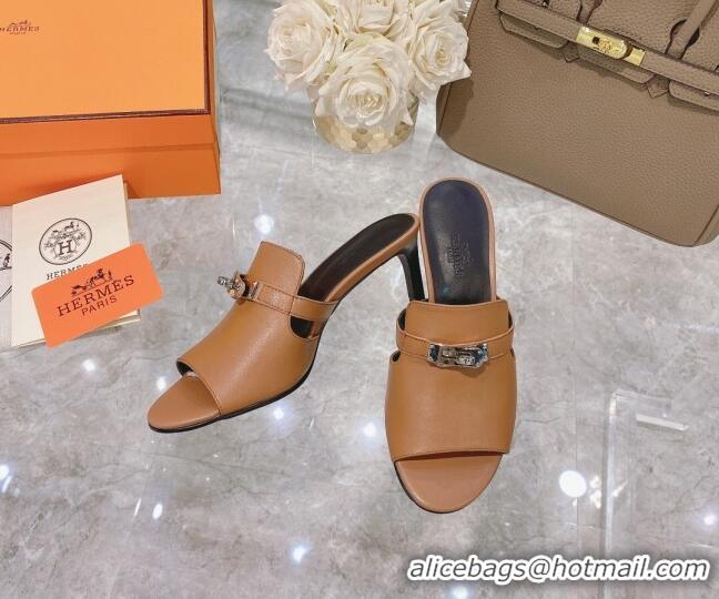 Pretty Style Hermes Candy Calfskin Kelly Buckle Sandals 042931 Light Brown 2021