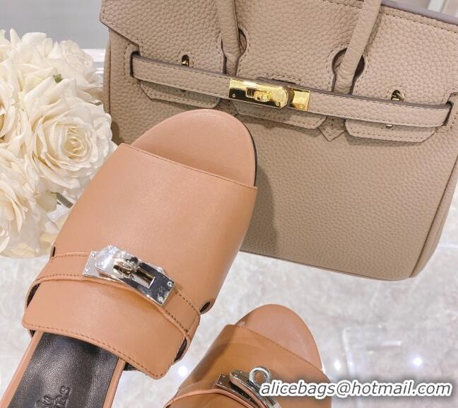 Pretty Style Hermes Candy Calfskin Kelly Buckle Sandals 042931 Light Brown 2021