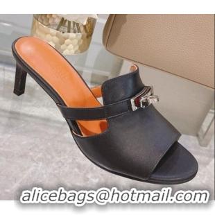 Best Product Hermes Candy Calfskin Kelly Buckle Sandals 042933 Black