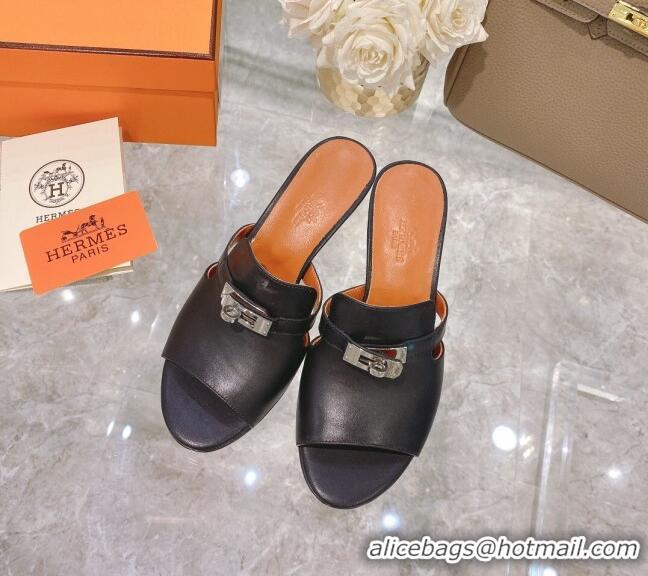 Best Product Hermes Candy Calfskin Kelly Buckle Sandals 042933 Black