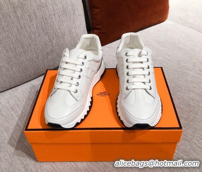 Unique Style Hermes Trail Calfskin Sneakers 051084 White 2021