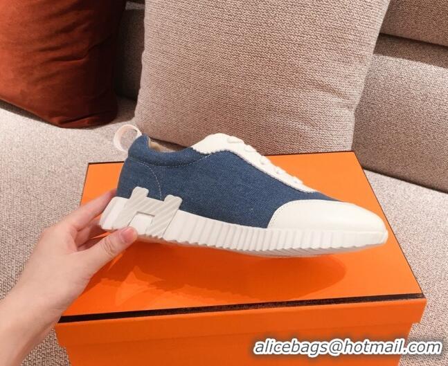 Luxurious Hermes Bouncing Canvas Sneakers 051088 Denim Blue 2021