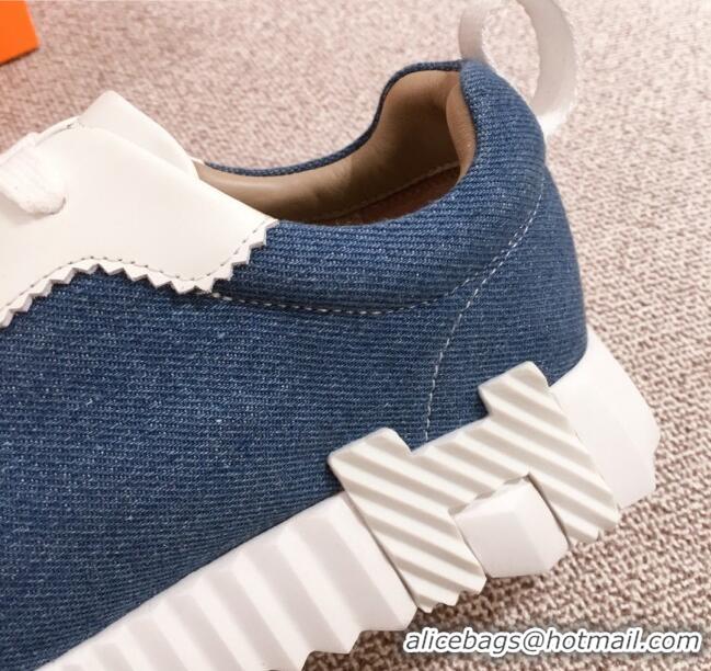 Luxurious Hermes Bouncing Canvas Sneakers 051088 Denim Blue 2021