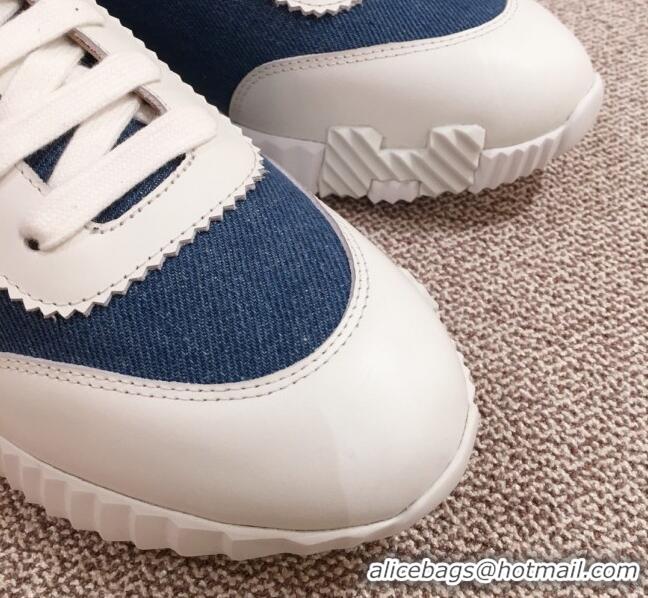 Luxurious Hermes Bouncing Canvas Sneakers 051088 Denim Blue 2021