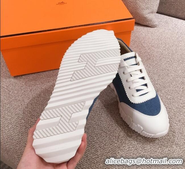 Luxurious Hermes Bouncing Canvas Sneakers 051088 Denim Blue 2021