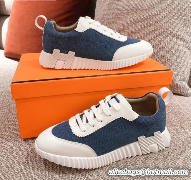 Luxurious Hermes Bouncing Canvas Sneakers 051088 Denim Blue 2021