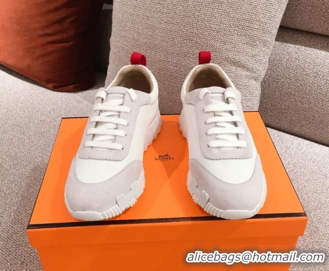 Best Price Hermes Bouncing Canvas Sneakers 051088 White 2021