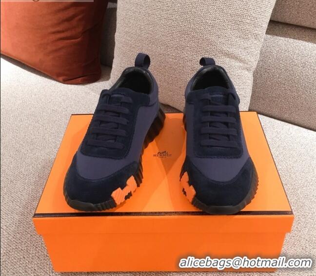 Top Quality  Hermes Bouncing Canvas Sneakers 051088 Dark Blue 2021