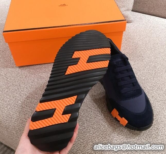 Top Quality  Hermes Bouncing Canvas Sneakers 051088 Dark Blue 2021