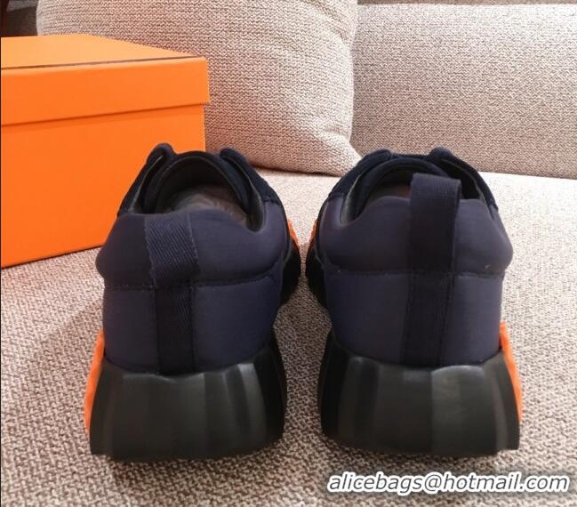 Top Quality  Hermes Bouncing Canvas Sneakers 051088 Dark Blue 2021