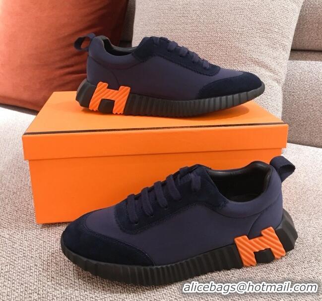 Top Quality  Hermes Bouncing Canvas Sneakers 051088 Dark Blue 2021