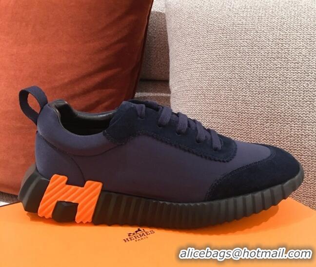 Top Quality  Hermes Bouncing Canvas Sneakers 051088 Dark Blue 2021